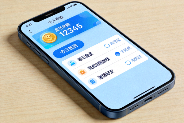 66电玩城手机版个人中心界面截图，展示金币余额、签到按钮和任务列表