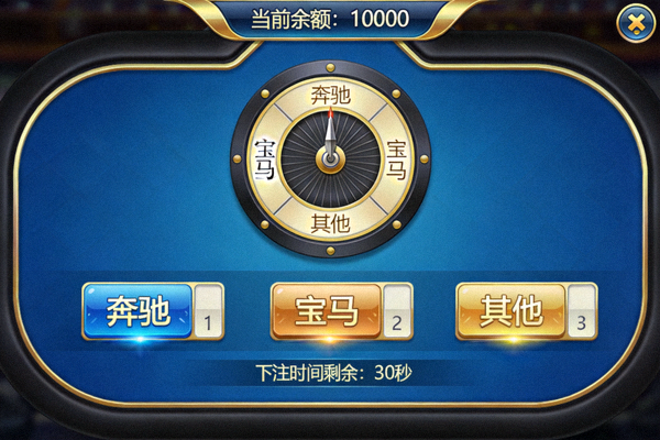 奔驰宝马游戏界面截图，展示转盘和下注选项